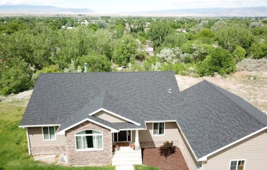 House with roofing work completed