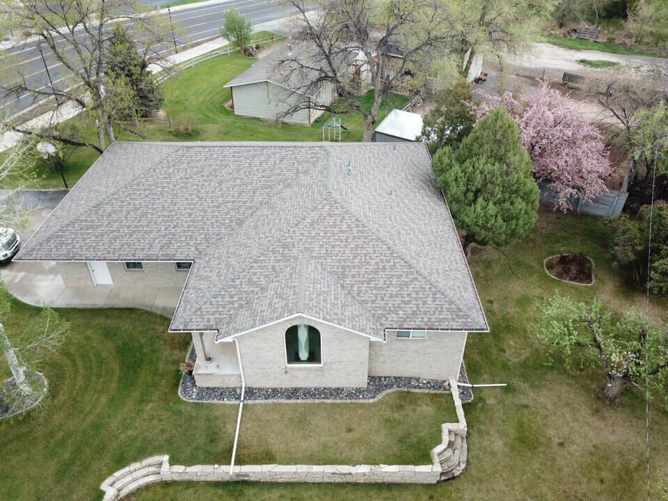 House after roofing work.